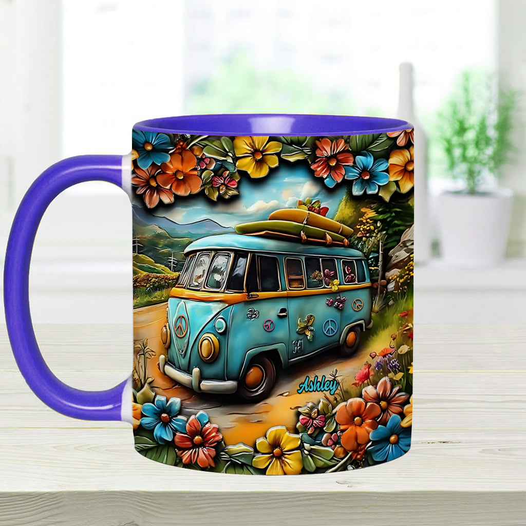 Hippie-Van - Personalisierte Tasse mit Hippie-Akzent