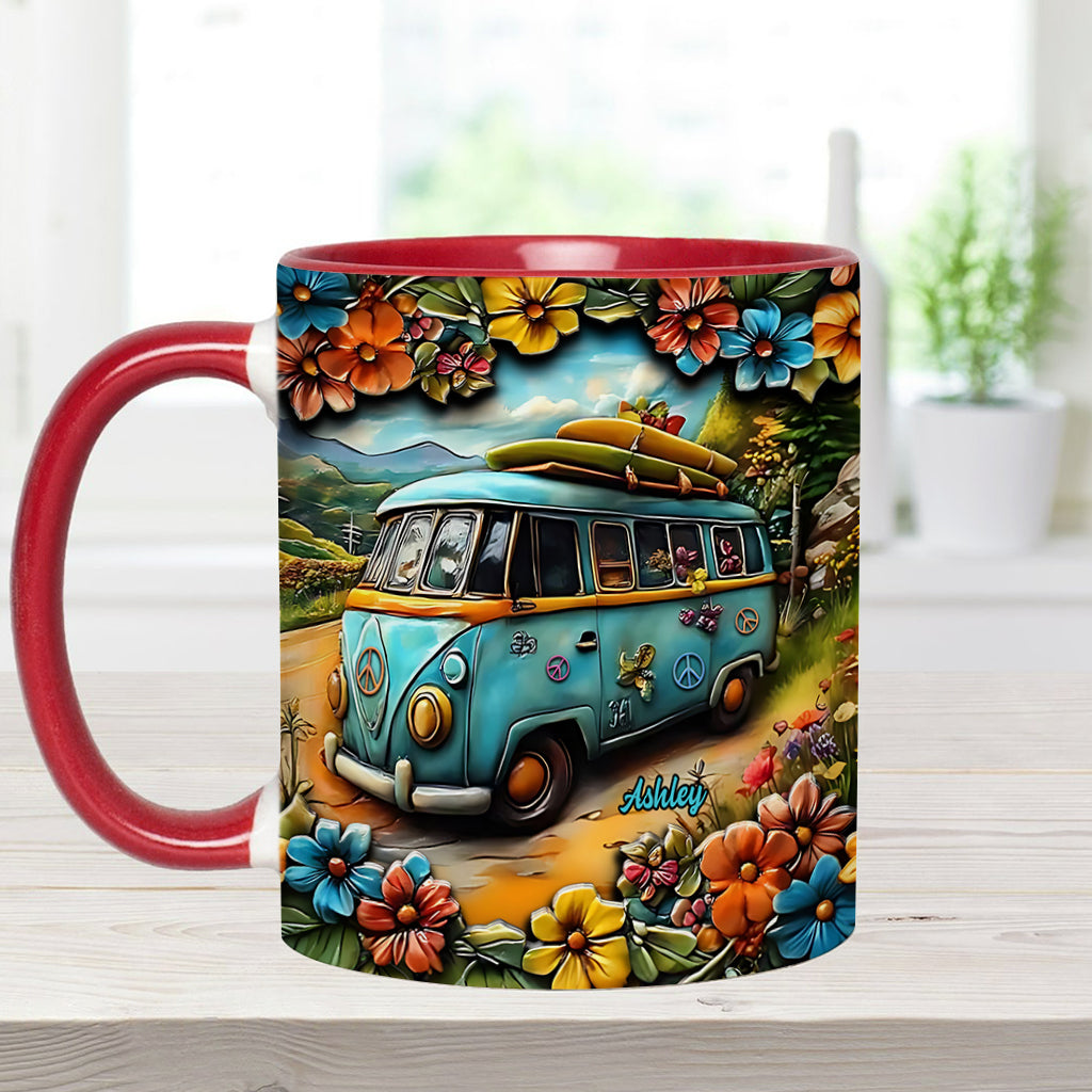 Hippie-Van - Personalisierte Tasse mit Hippie-Akzent