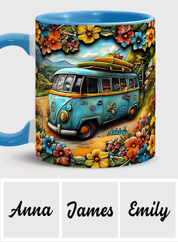 Hippie-Van - Personalisierte Tasse mit Hippie-Akzent