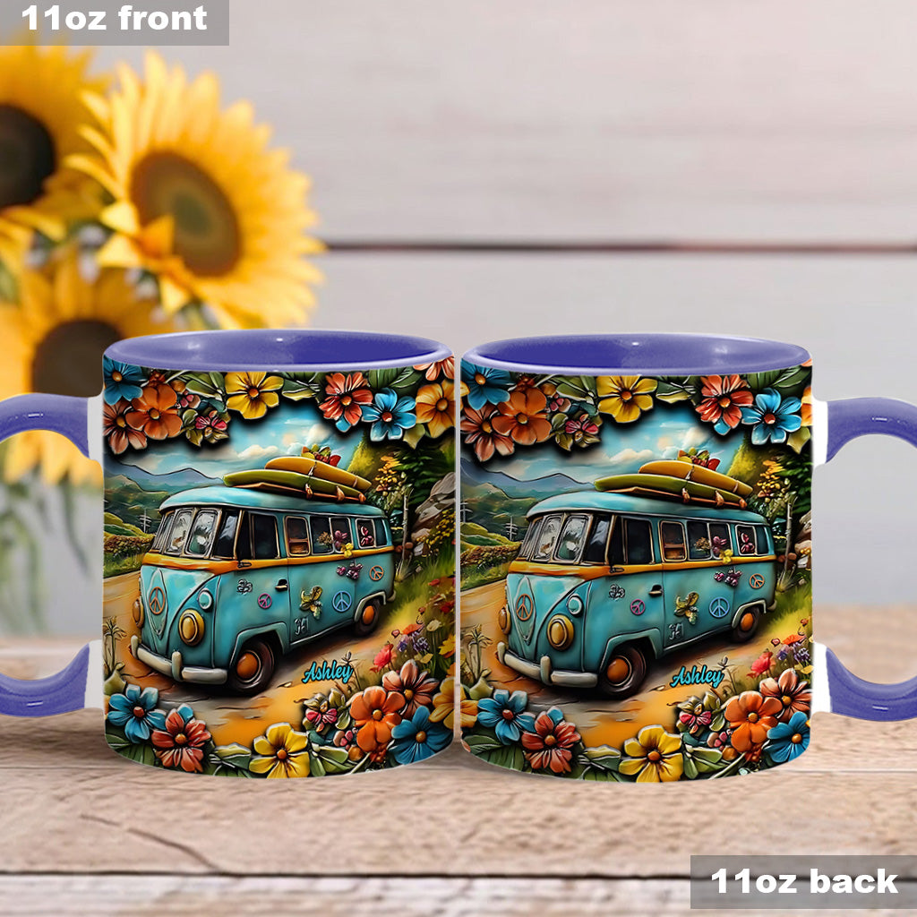 Hippie-Van - Personalisierte Tasse mit Hippie-Akzent