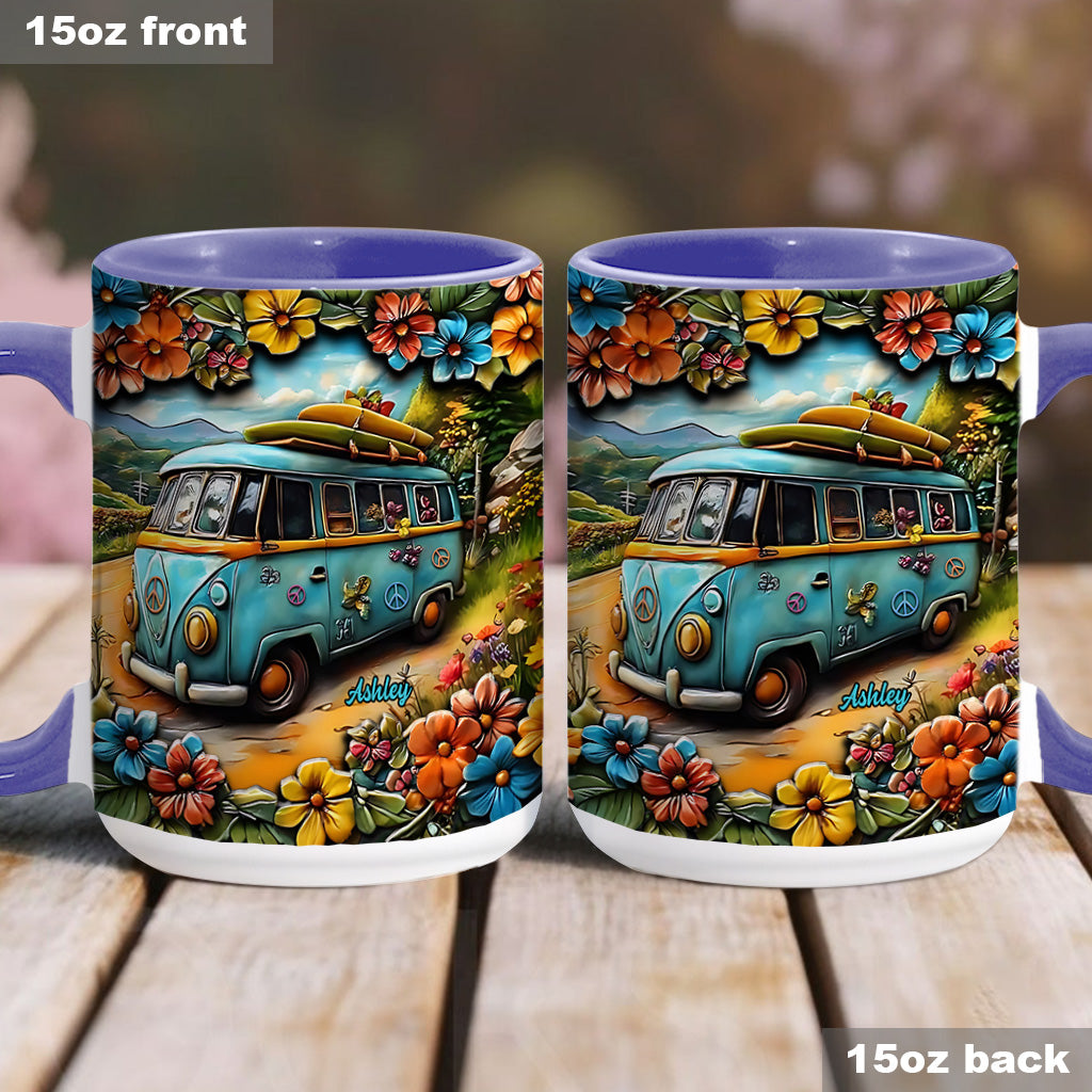 Hippie-Van - Personalisierte Tasse mit Hippie-Akzent