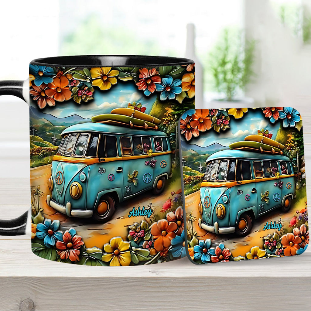Hippie-Van - Personalisierte Tasse mit Hippie-Akzent