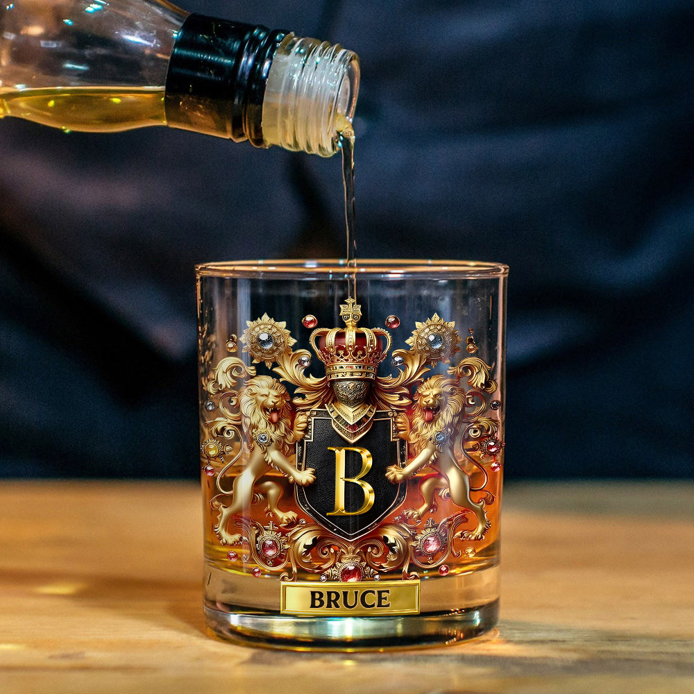 Verre à whisky personnalisé avec blason Lion/Aigle/Cheval