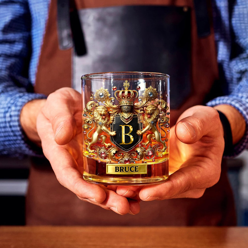 Verre à whisky personnalisé avec blason Lion/Aigle/Cheval
