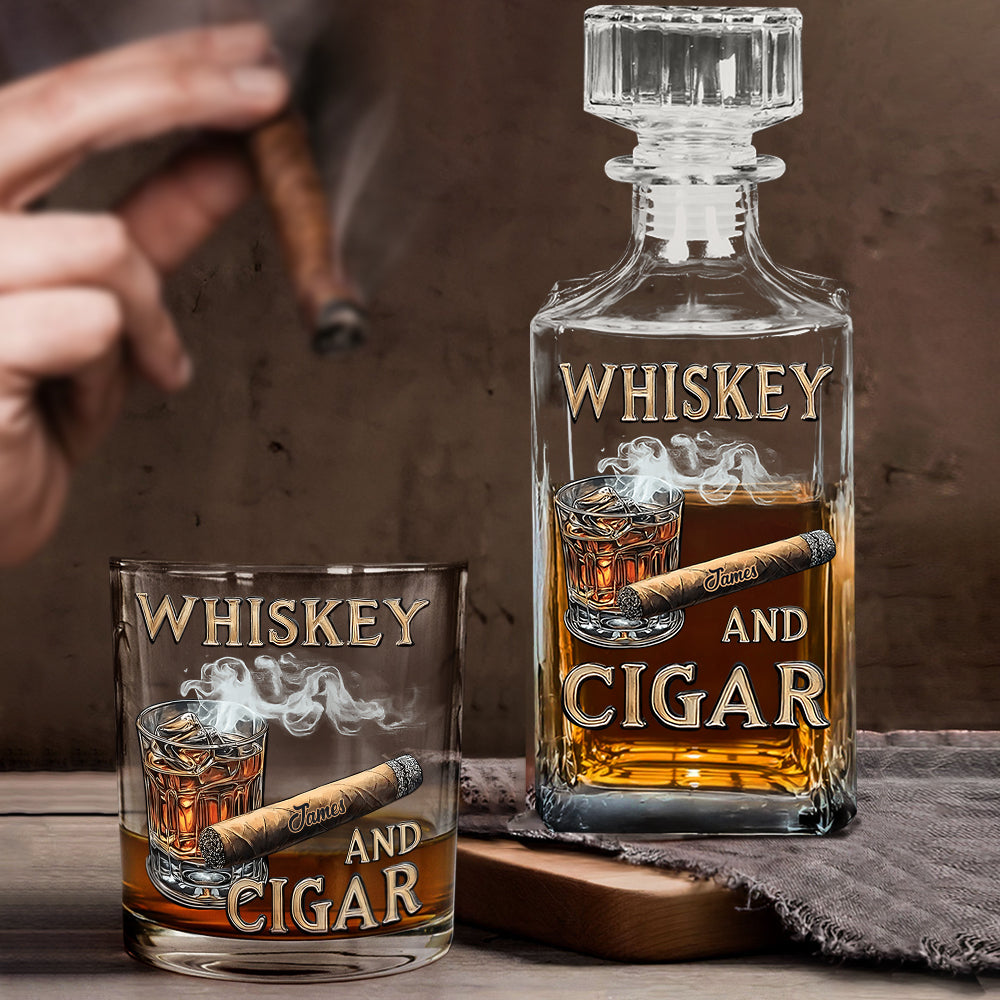 Verre à whisky personnalisé Whiskey And Cigar -