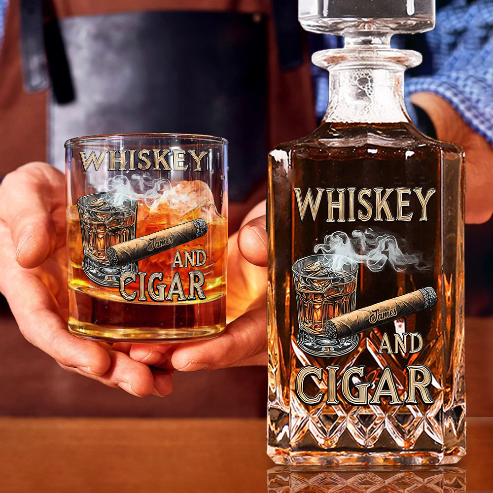 Verre à whisky personnalisé Whiskey And Cigar -