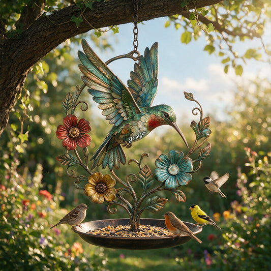 Cute Hummingbird - Personalized Hummingbird Bird Feeder/ Bath