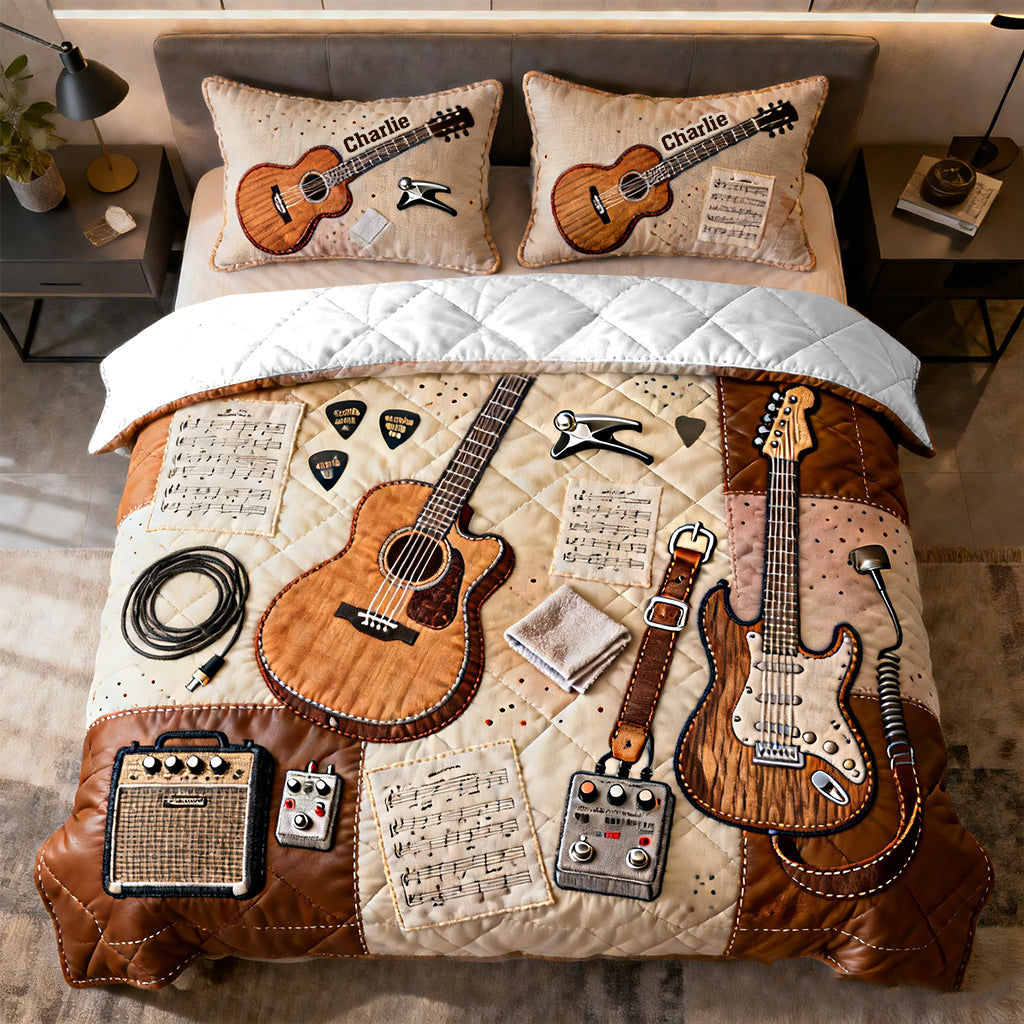 Gitarrist - Personalisiertes Gitarren-Bettdecken-Set