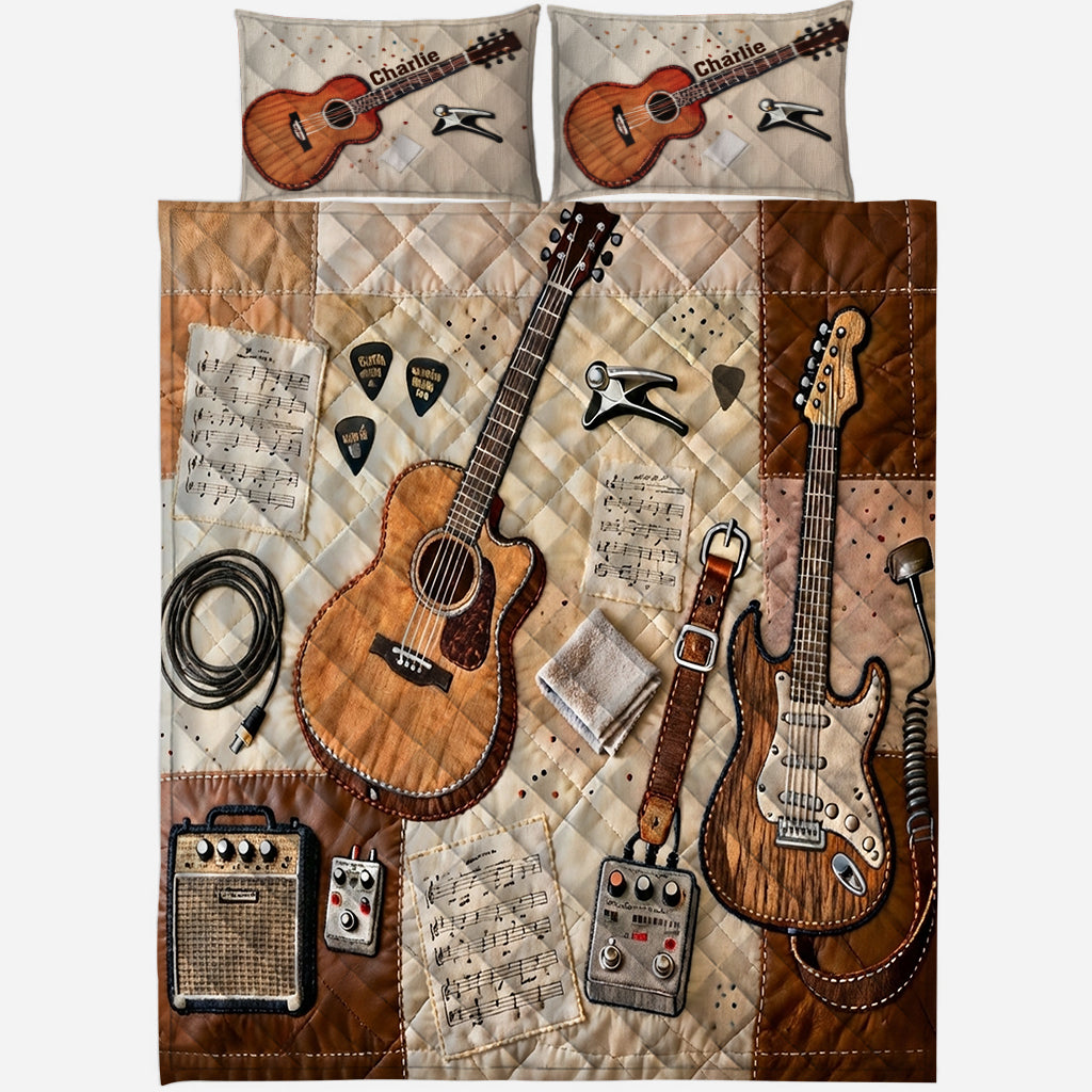 Gitarrist - Personalisiertes Gitarren-Bettdecken-Set