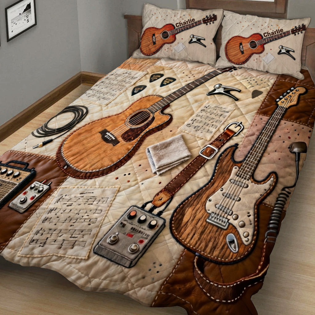 Gitarrist - Personalisiertes Gitarren-Bettdecken-Set