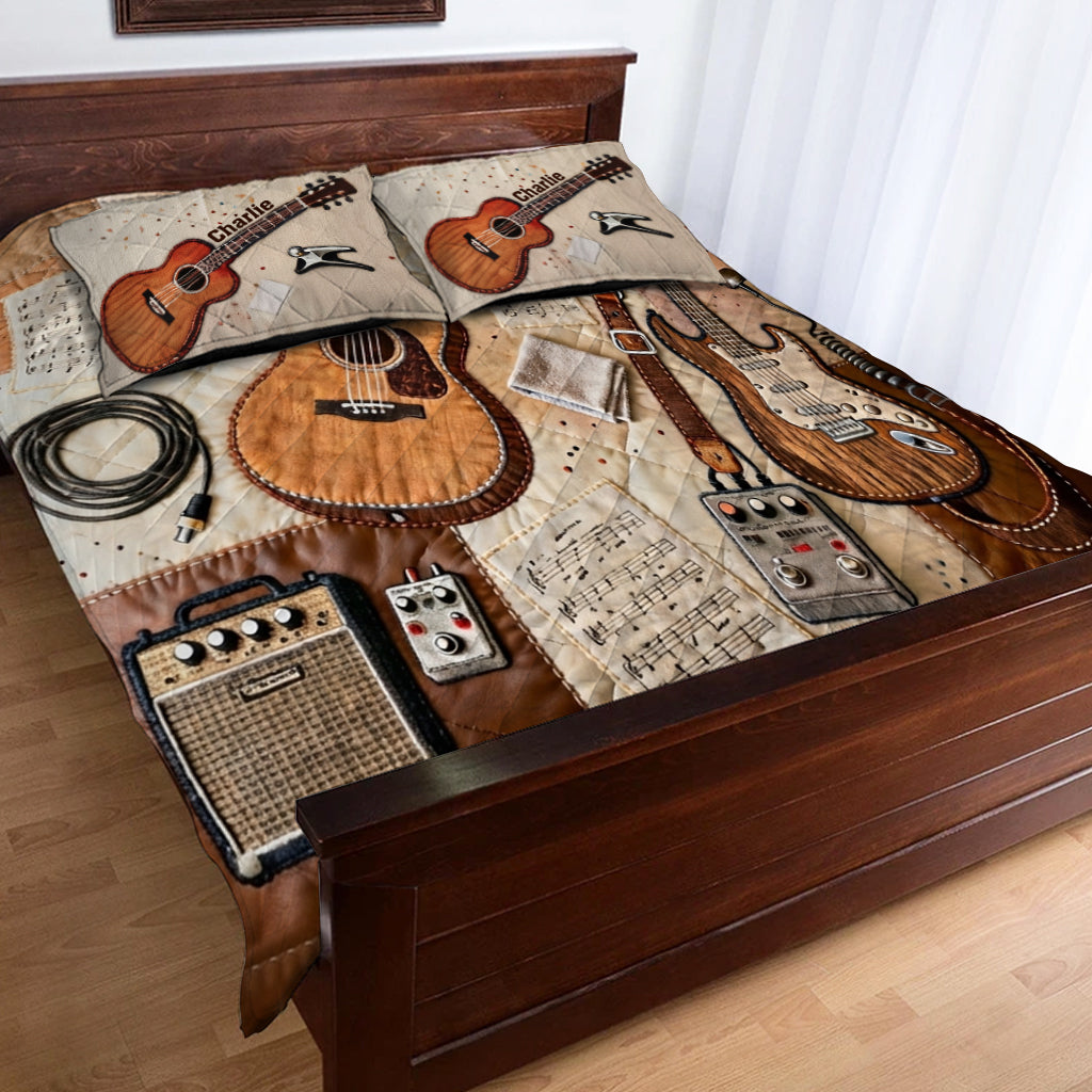 Gitarrist - Personalisiertes Gitarren-Bettdecken-Set