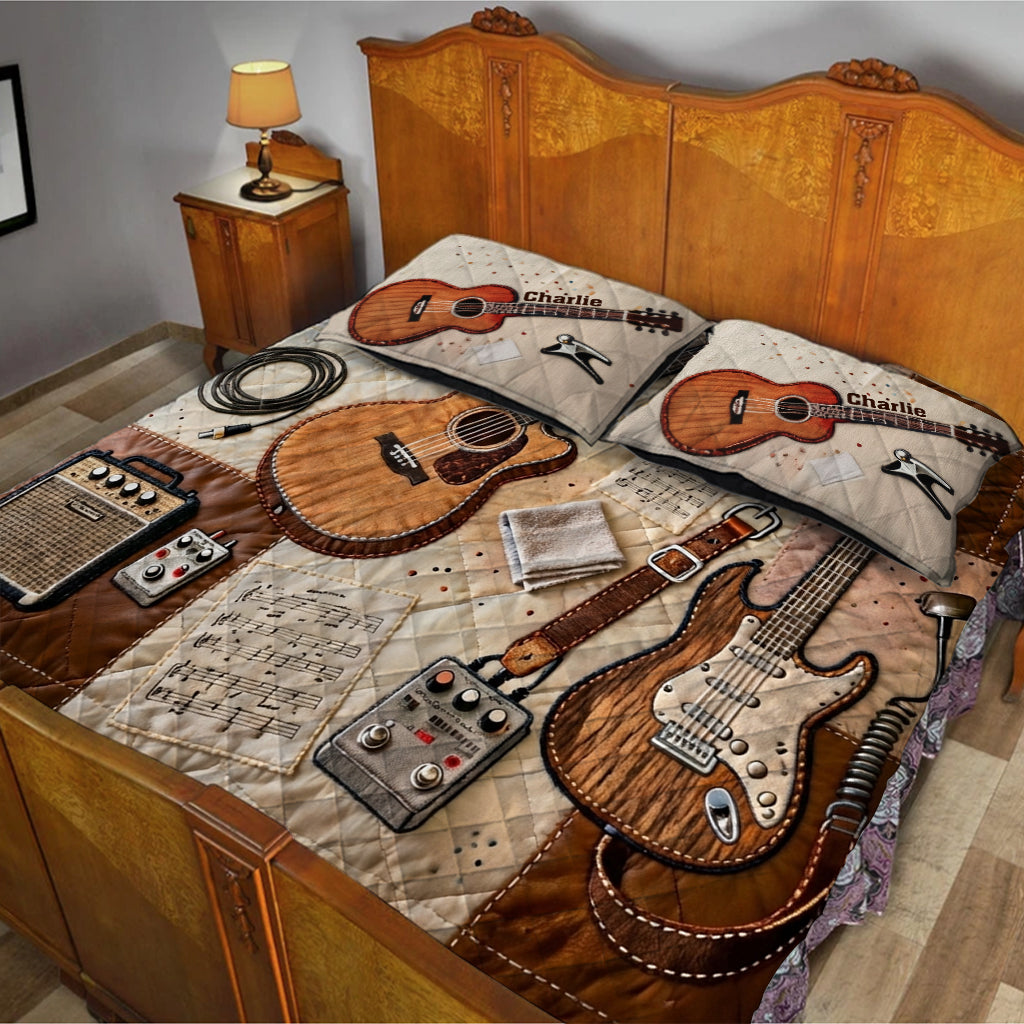 Gitarrist - Personalisiertes Gitarren-Bettdecken-Set