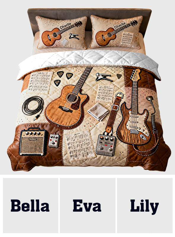 Gitarrist - Personalisiertes Gitarren-Bettdecken-Set