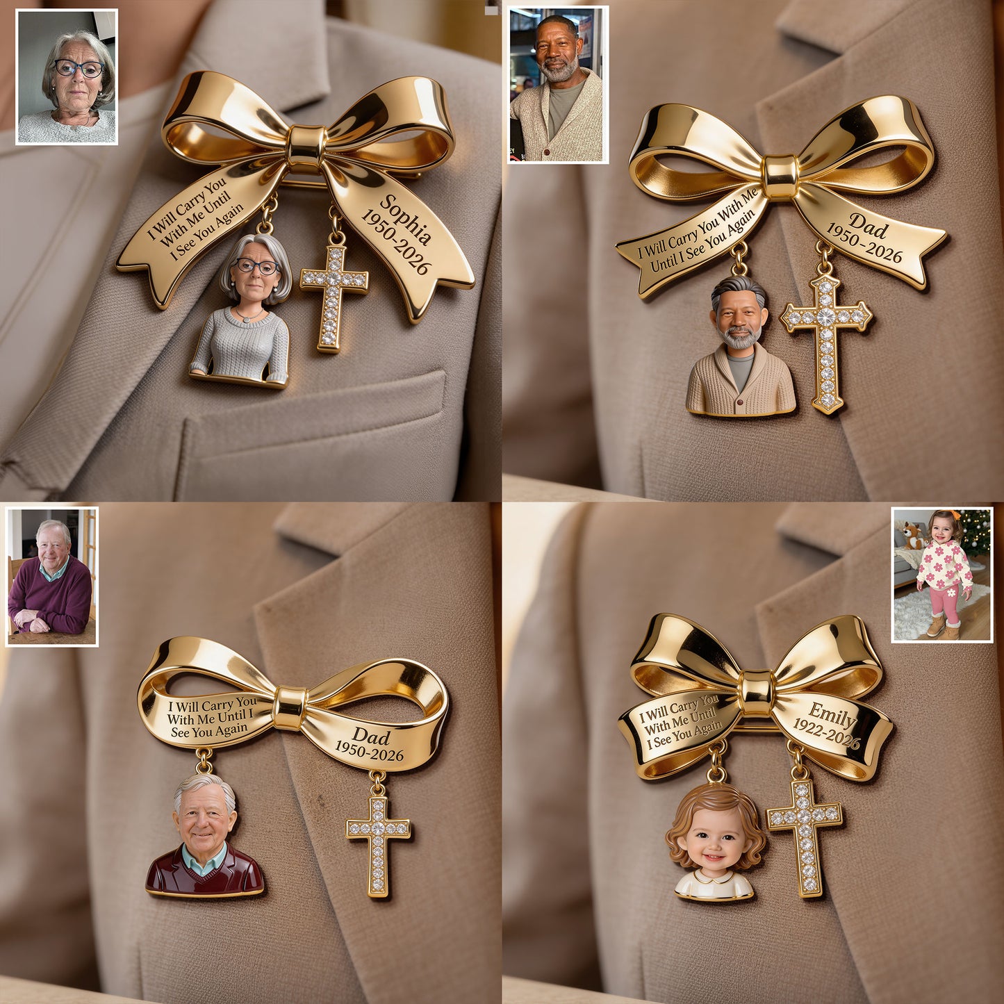 I Will Carry You With Me - Personalized Memorial 3D Embossed Enamel Pin