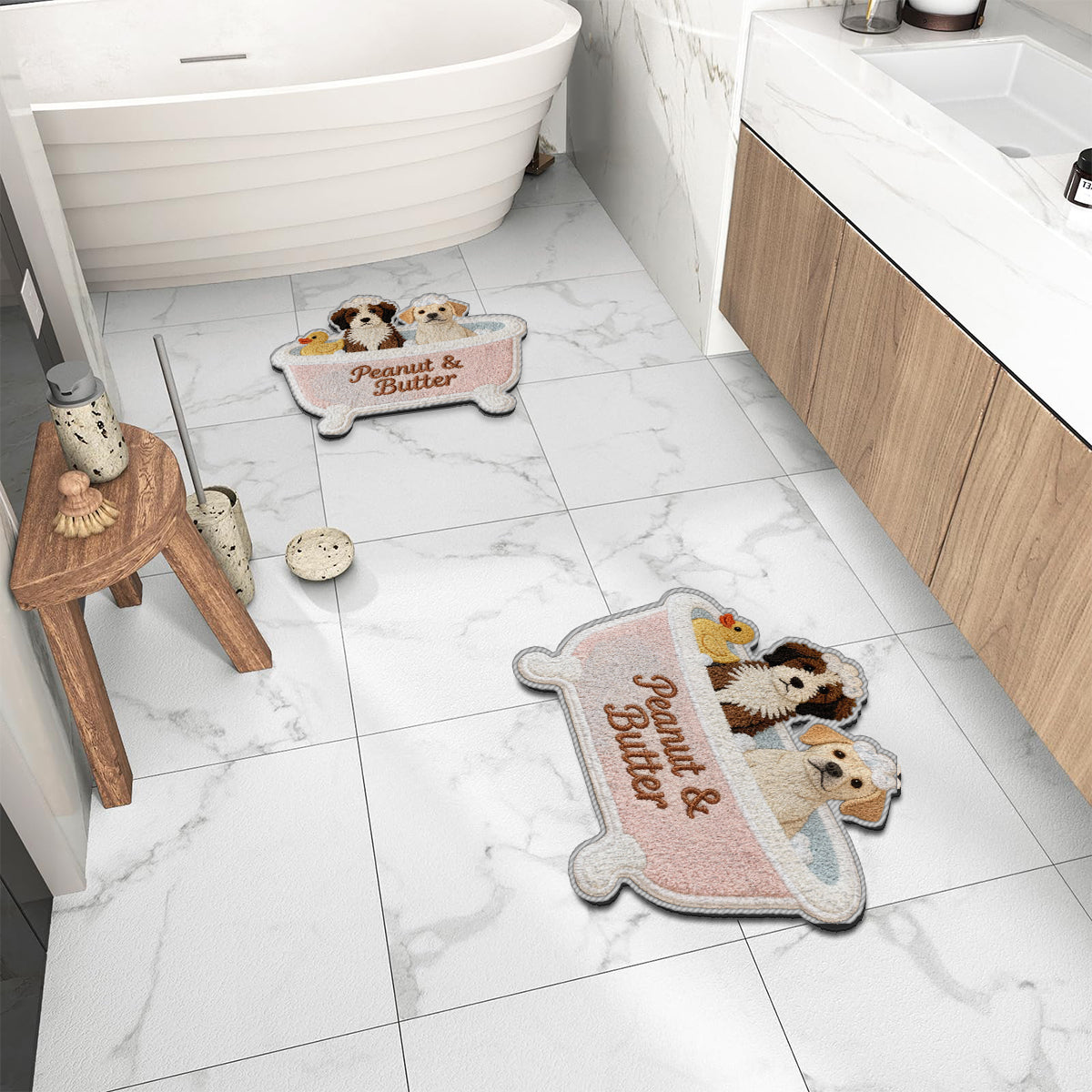 Tapis de salle de bain personnalisé pour les propriétaires d'animaux - Tapis touffeté antidérapant personnalisé pour chien