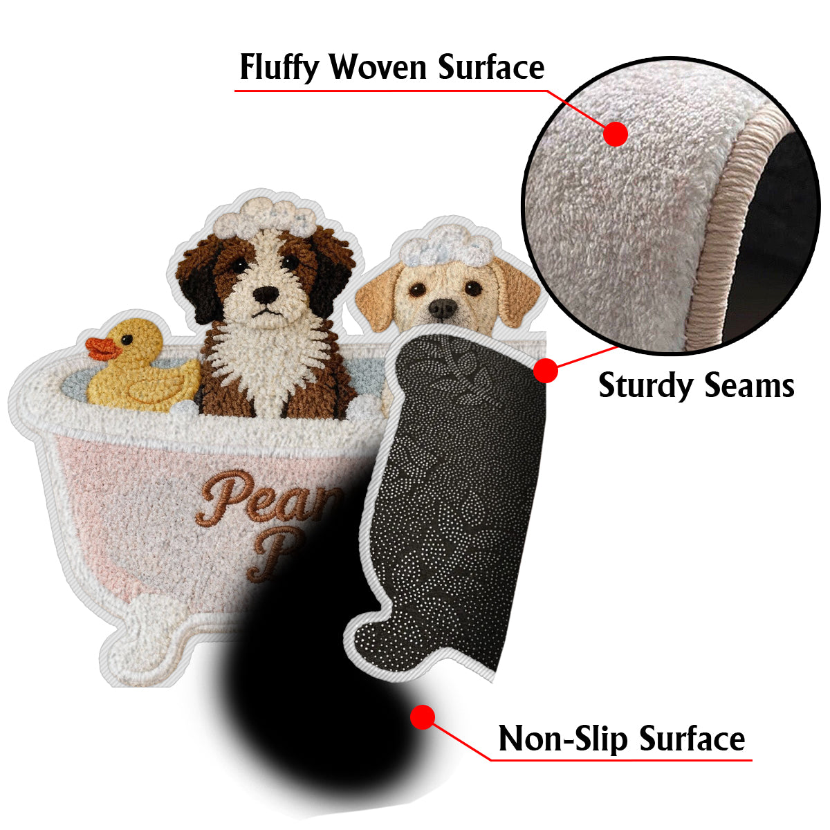 Tapis de salle de bain personnalisé pour les propriétaires d'animaux - Tapis touffeté antidérapant personnalisé pour chien