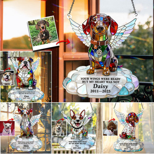 Tes ailes étaient prêtes - Ornement attrape-soleil personnalisé pour fenêtre en forme de chien 