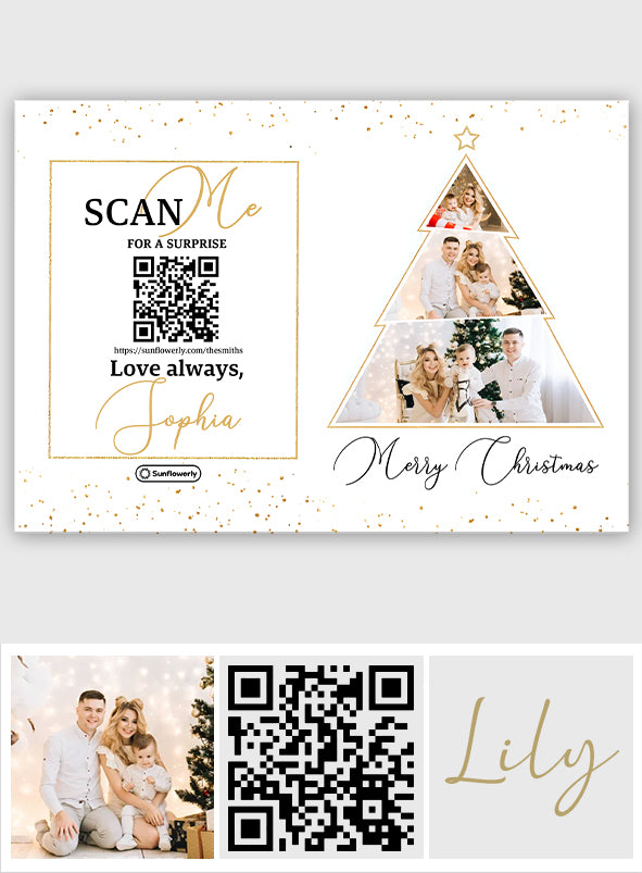 Christmas Tree Photo Upload - Personalized QR Greeting Card