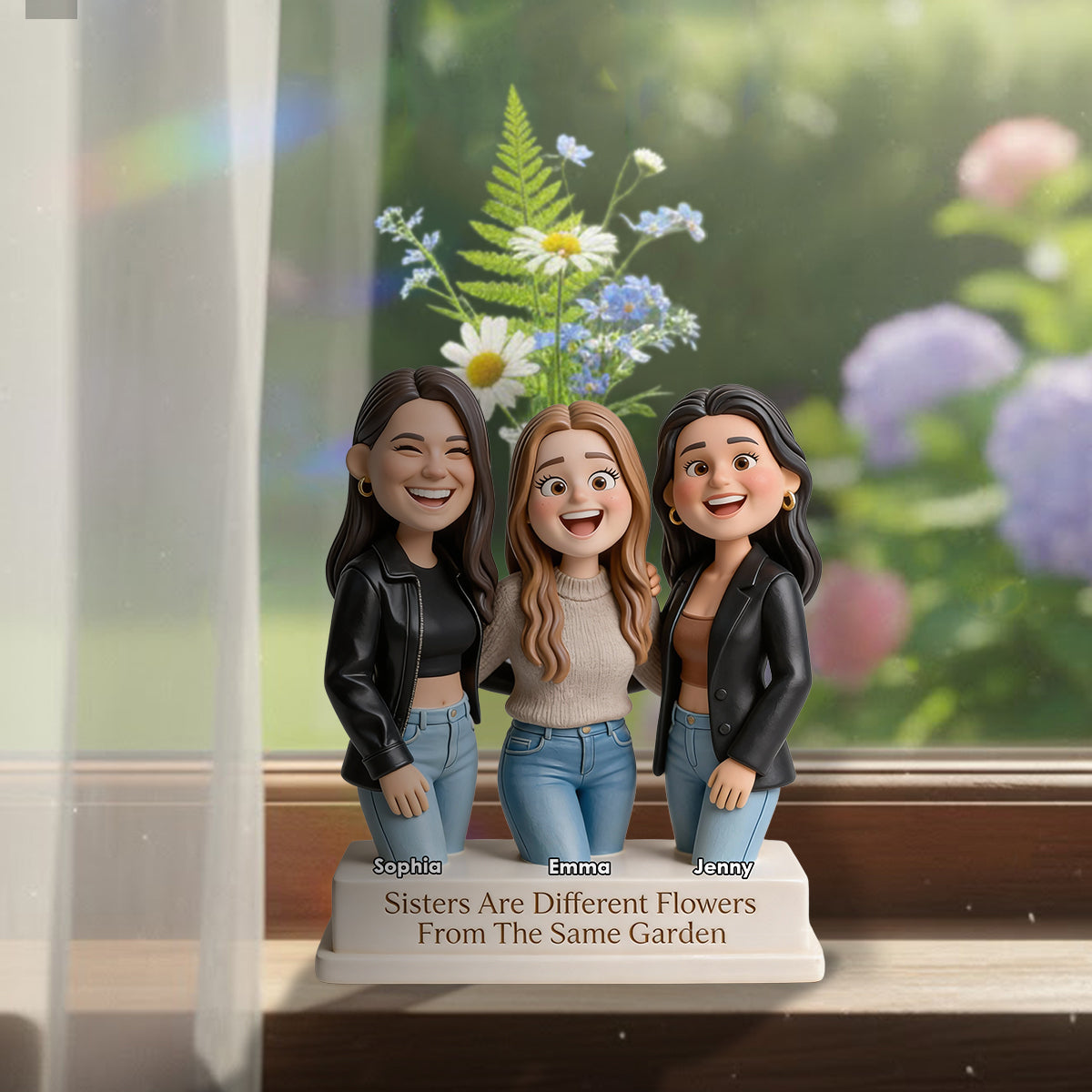 Les sœurs sont comme des fleurs différentes d'un même jardin - Vase à fleurs en acrylique personnalisé pour sœur