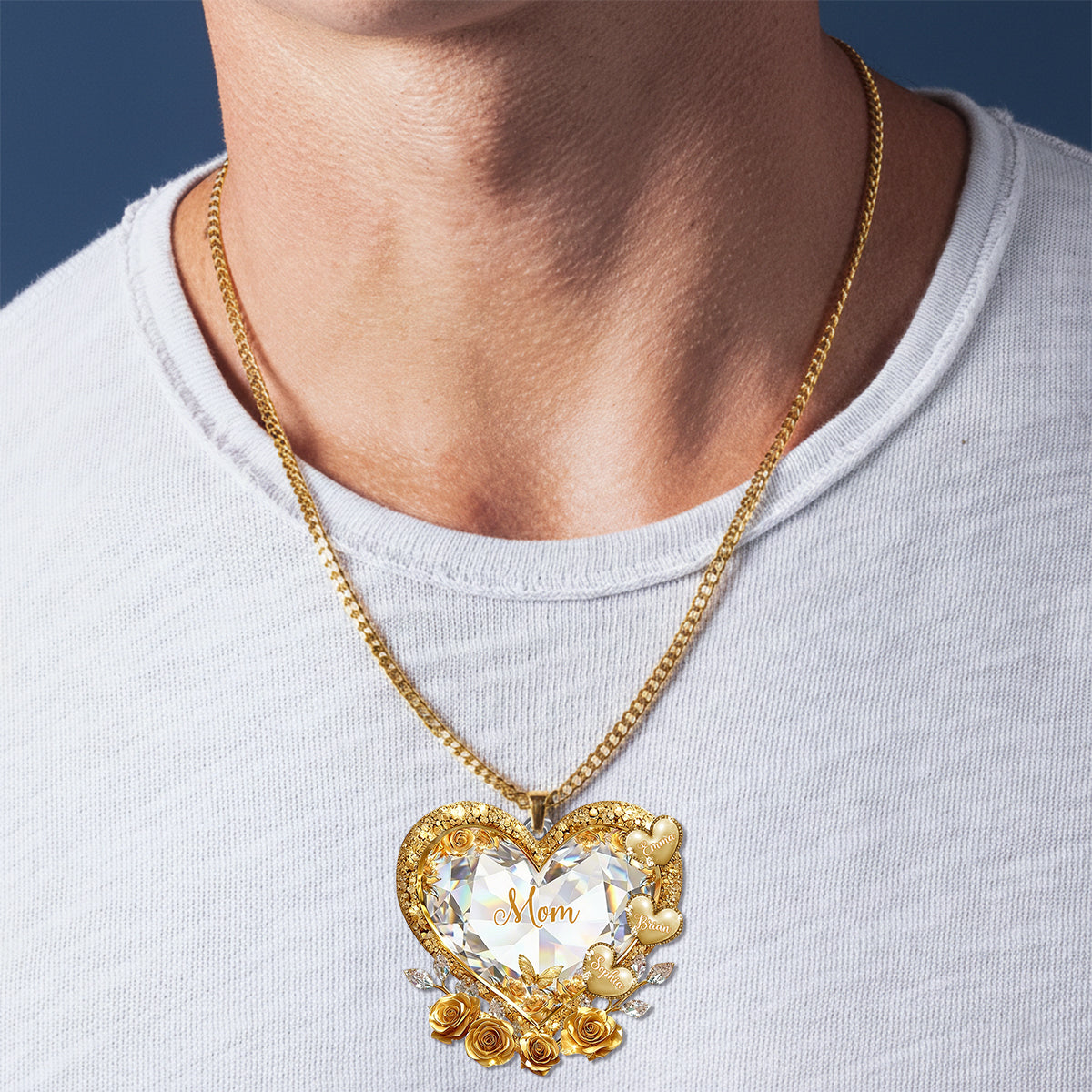 Mom's Grandma's Sweethearts - Personalized Grandma Shaped Metal Pendant Necklace