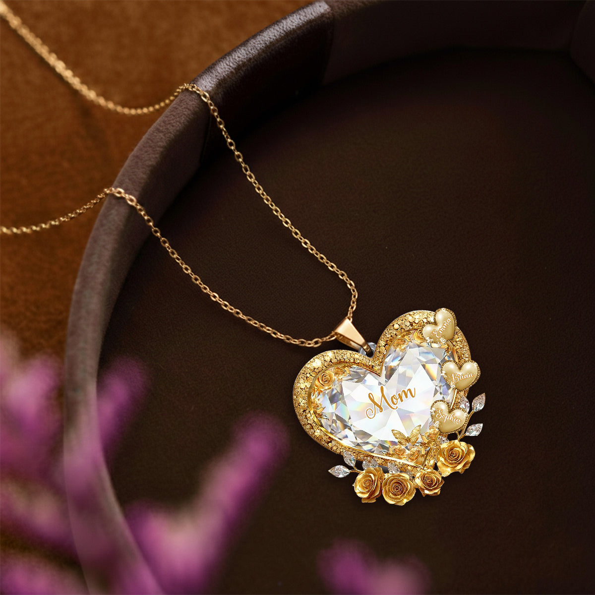 Mom's Grandma's Sweethearts - Personalized Grandma Shaped Metal Pendant Necklace