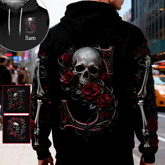 Rose et Crâne - T-shirt personnalisé à motif crâne intégral
