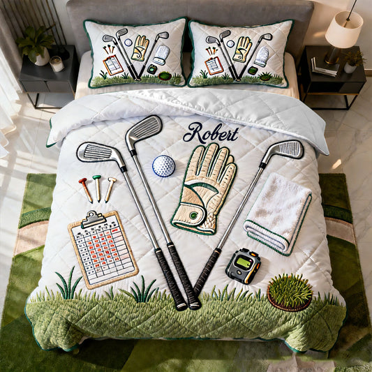 Live Love Golf – Personalisiertes Golf-Bettdecken-Set