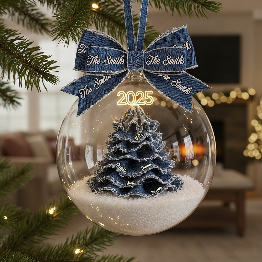 Frohe Weihnachten, Familie – Personalisierter transparenter Familienschmuck