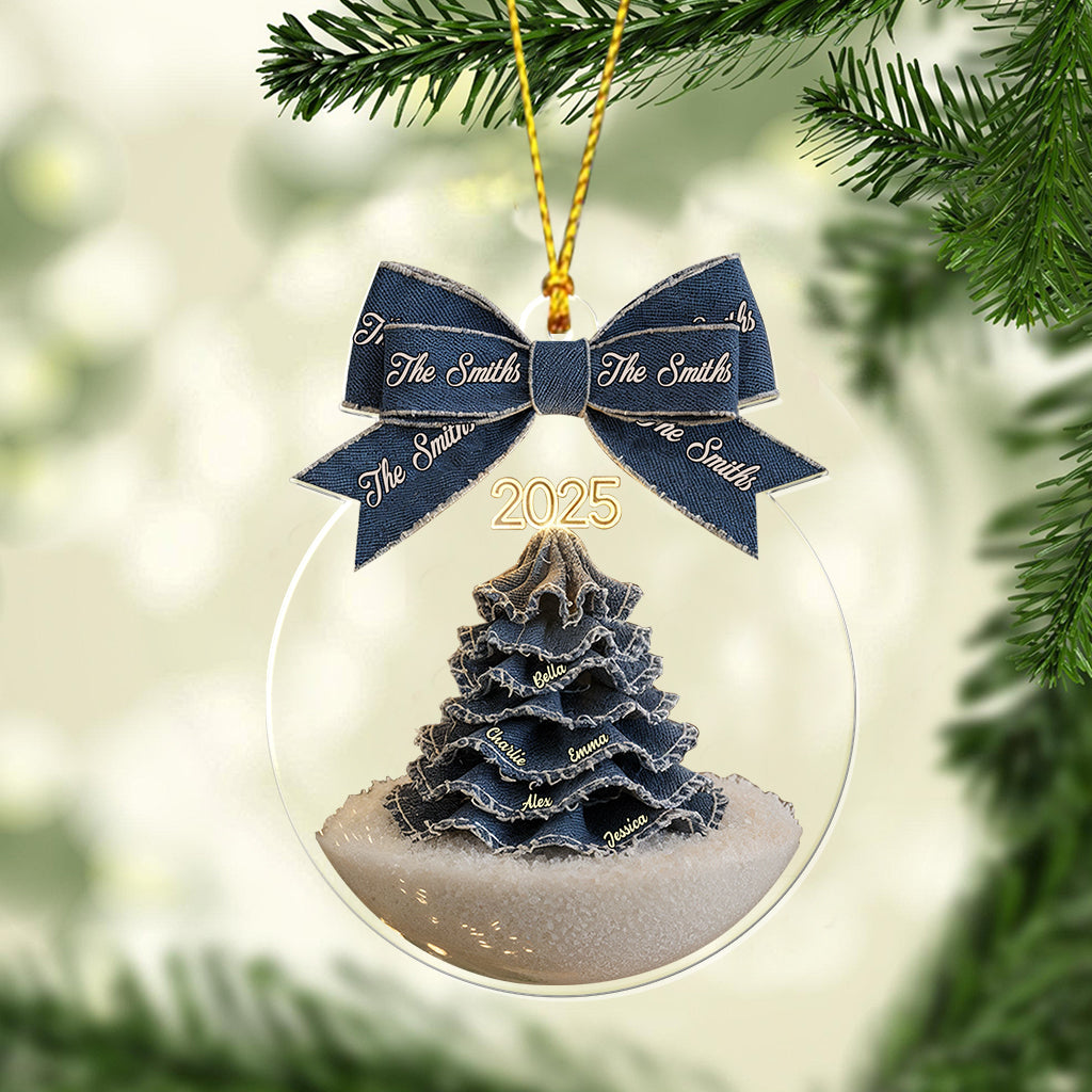 Frohe Weihnachten, Familie – Personalisierter transparenter Familienschmuck