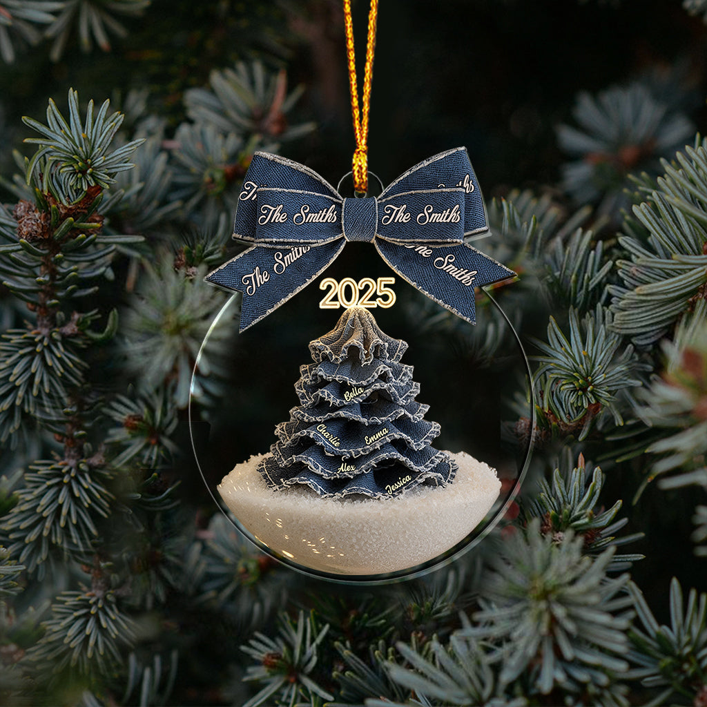 Frohe Weihnachten, Familie – Personalisierter transparenter Familienschmuck