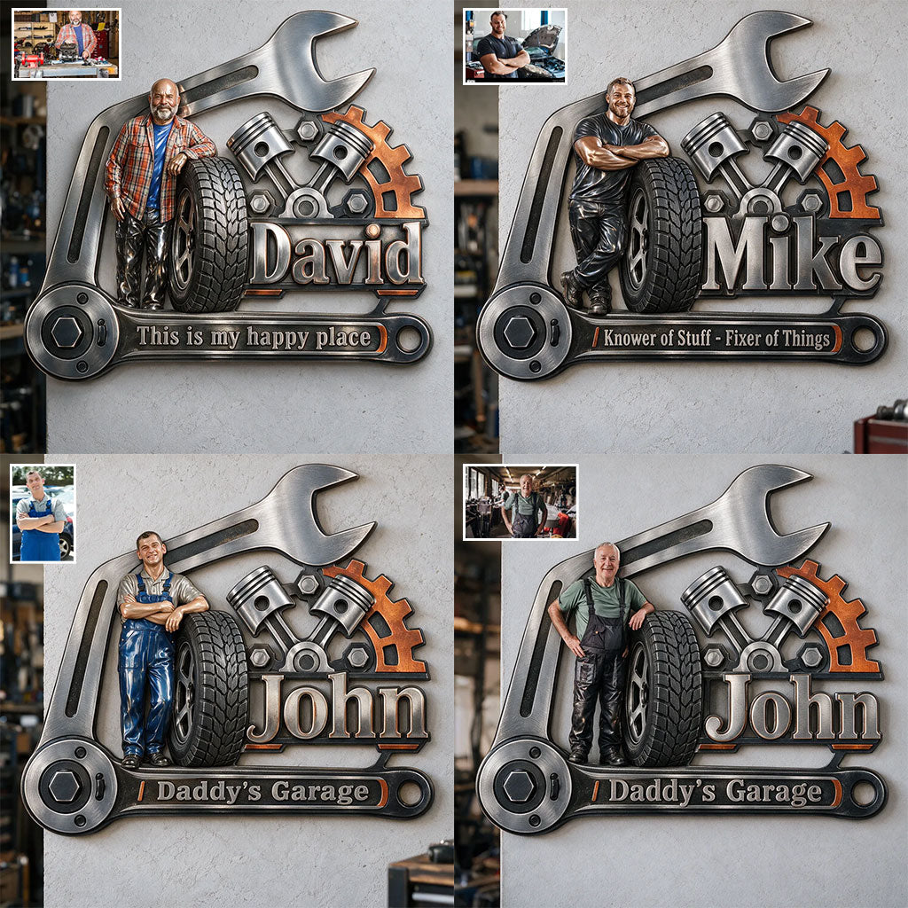 Funny Garage Sign For Him - Personalized Garage 3D Printed Cut Metal Sign