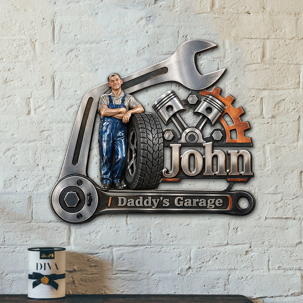 Funny Garage Sign For Him - Personalized Garage 3D Printed Cut Metal Sign