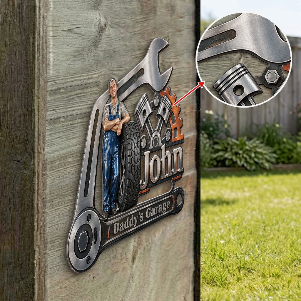 Funny Garage Sign For Him - Personalized Garage 3D Printed Cut Metal Sign