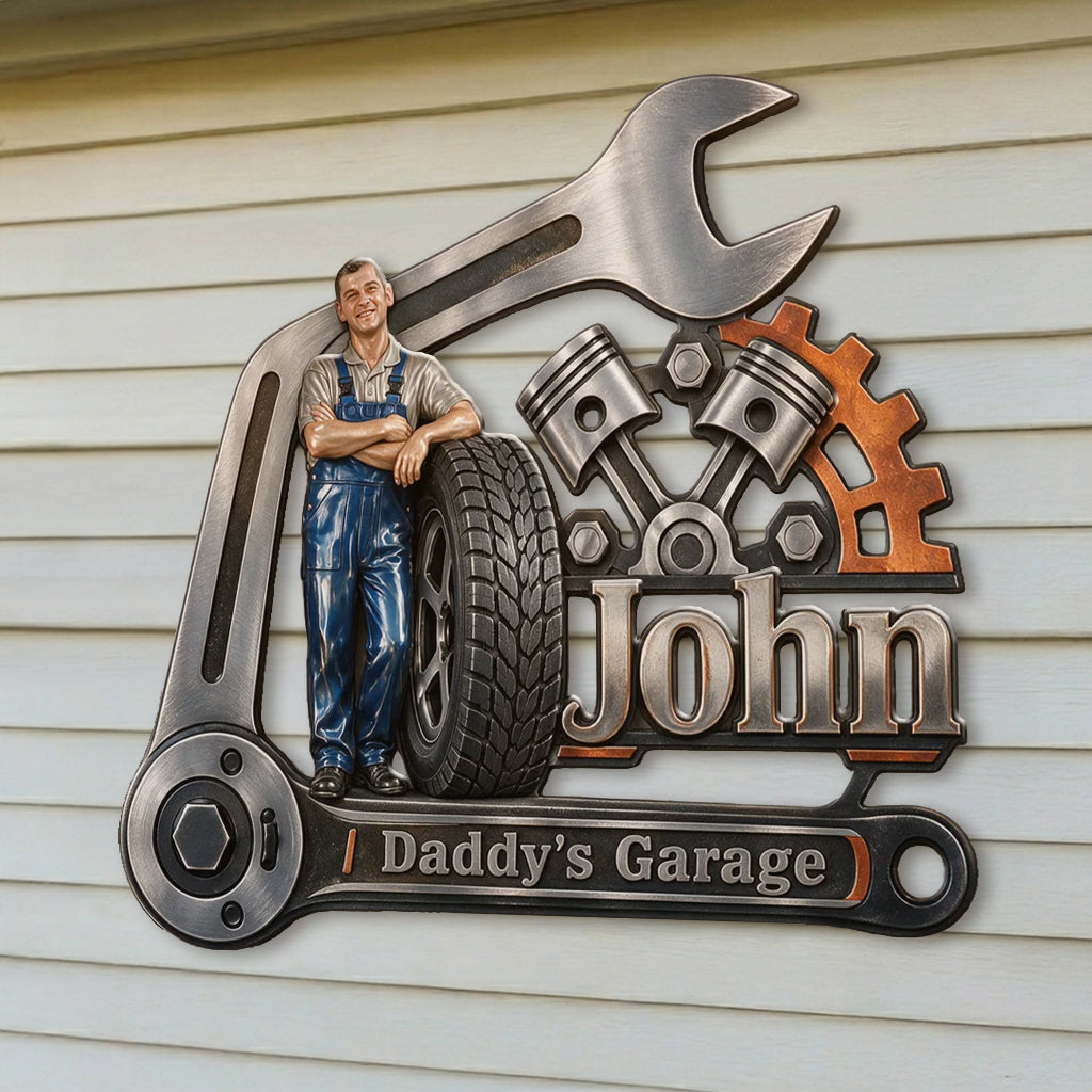 Funny Garage Sign For Him - Personalized Garage 3D Printed Cut Metal Sign