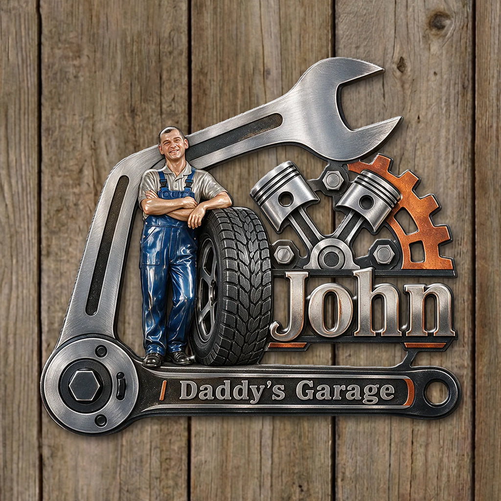 Funny Garage Sign For Him - Personalized Garage 3D Printed Cut Metal Sign