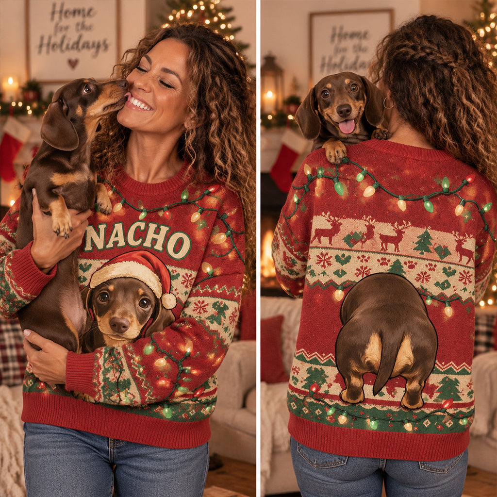 Weihnachts-Cute-Hund - Personalisierter Hund Ugly Sweater