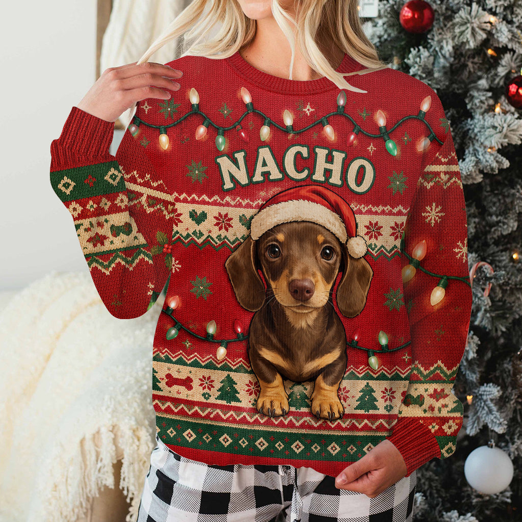 Weihnachts-Cute-Hund - Personalisierter Hund Ugly Sweater