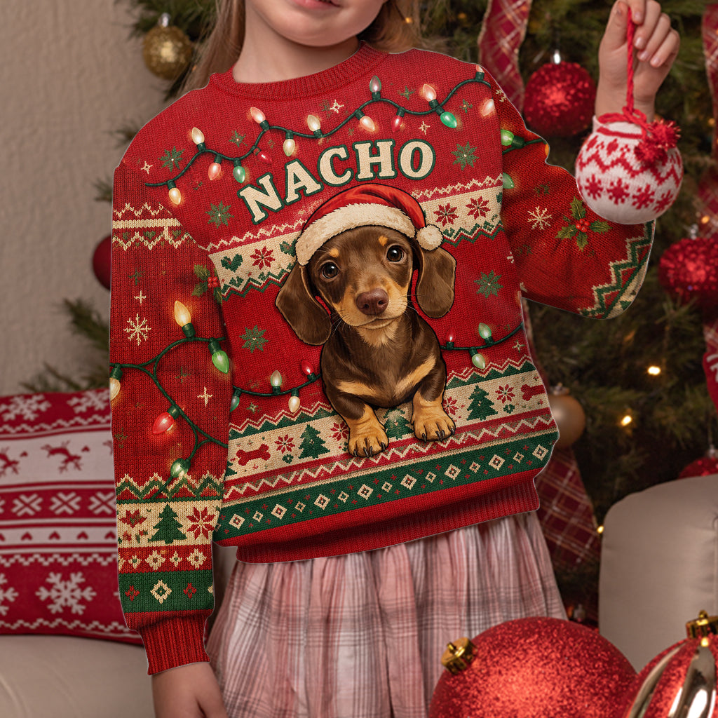 Weihnachts-Cute-Hund - Personalisierter Hund Ugly Sweater