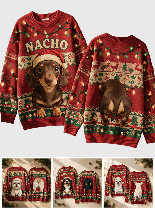 Weihnachts-Cute-Hund - Personalisierter Hund Ugly Sweater