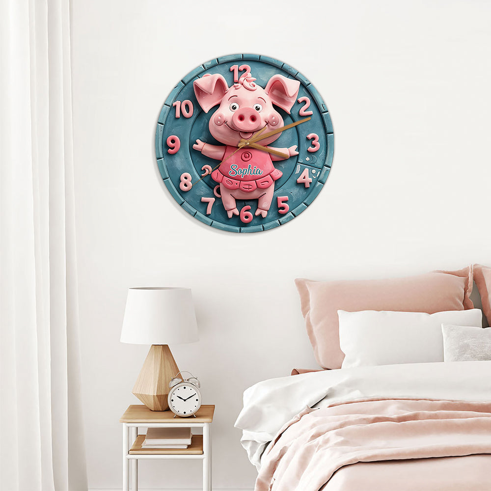 Horloge murale personnalisée pour amoureux des cochons - Adorables cochons