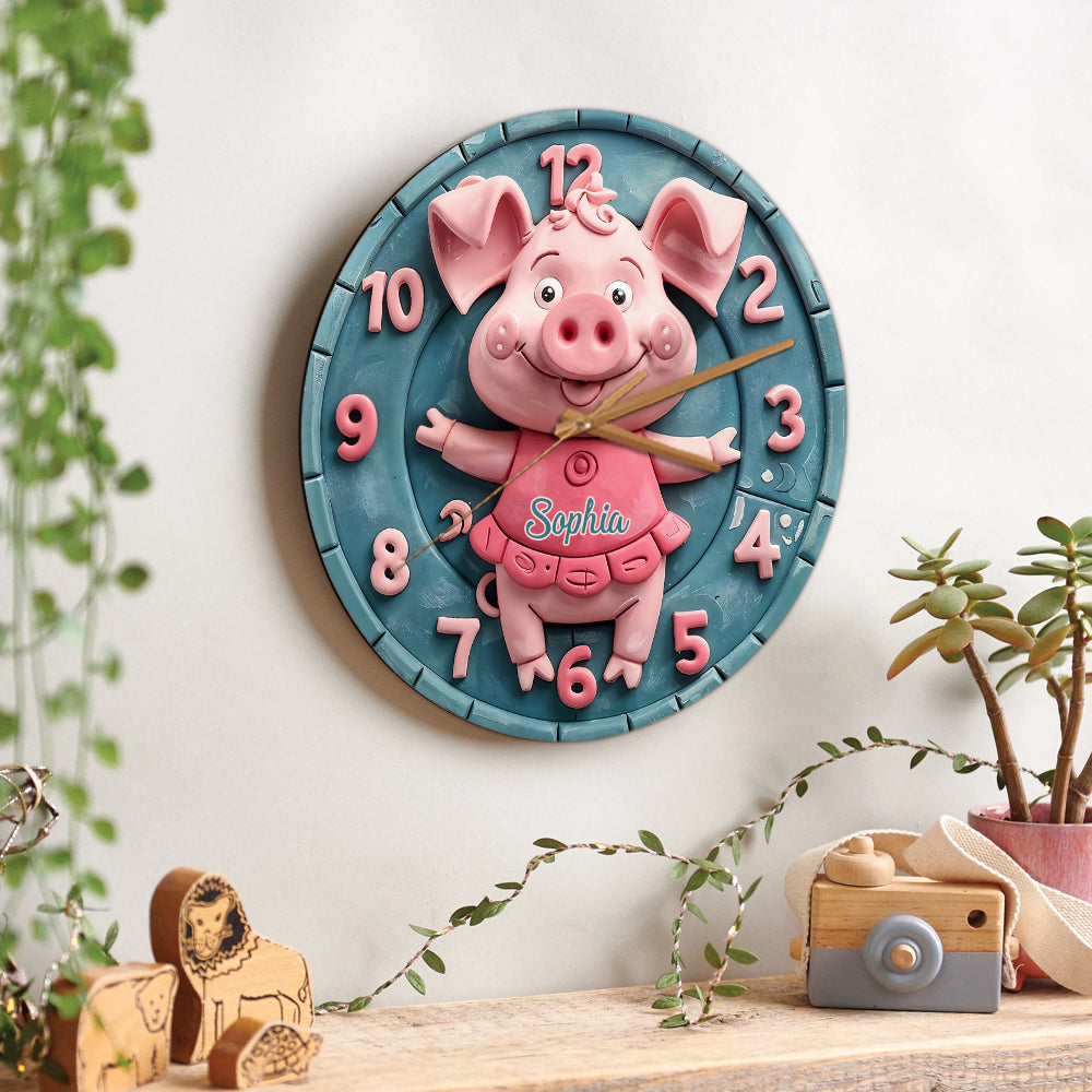 Horloge murale personnalisée pour amoureux des cochons - Adorables cochons