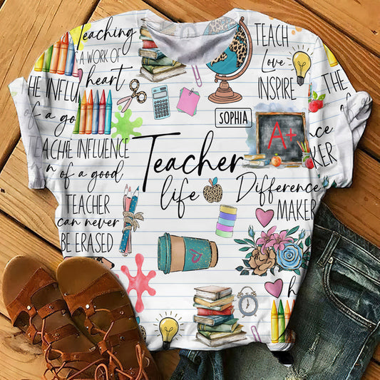 Vie d'enseignant - T-shirt personnalisé pour enseignants
