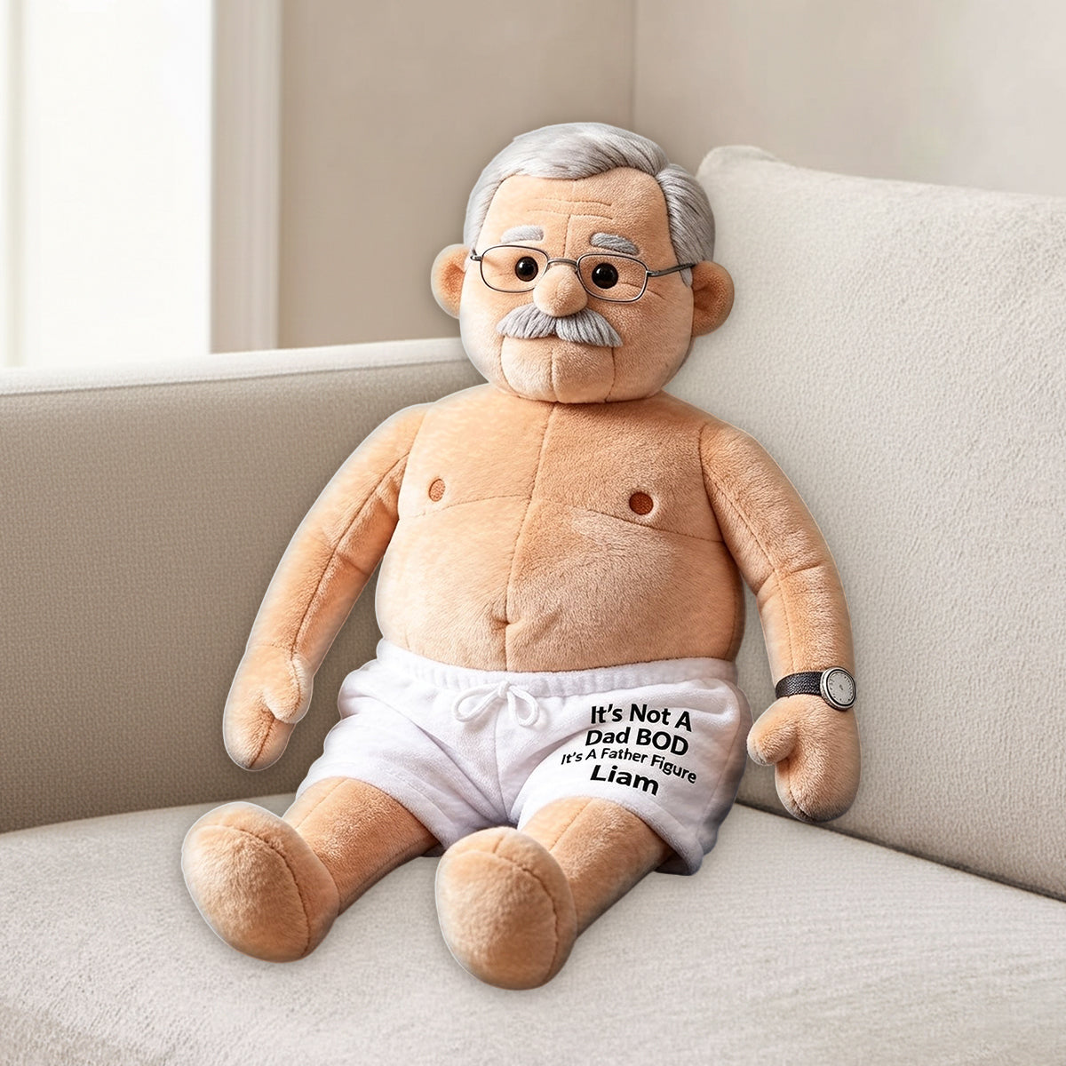 Lustiges Dad Bod - Personalisierter Premium Kunstfell Kissen