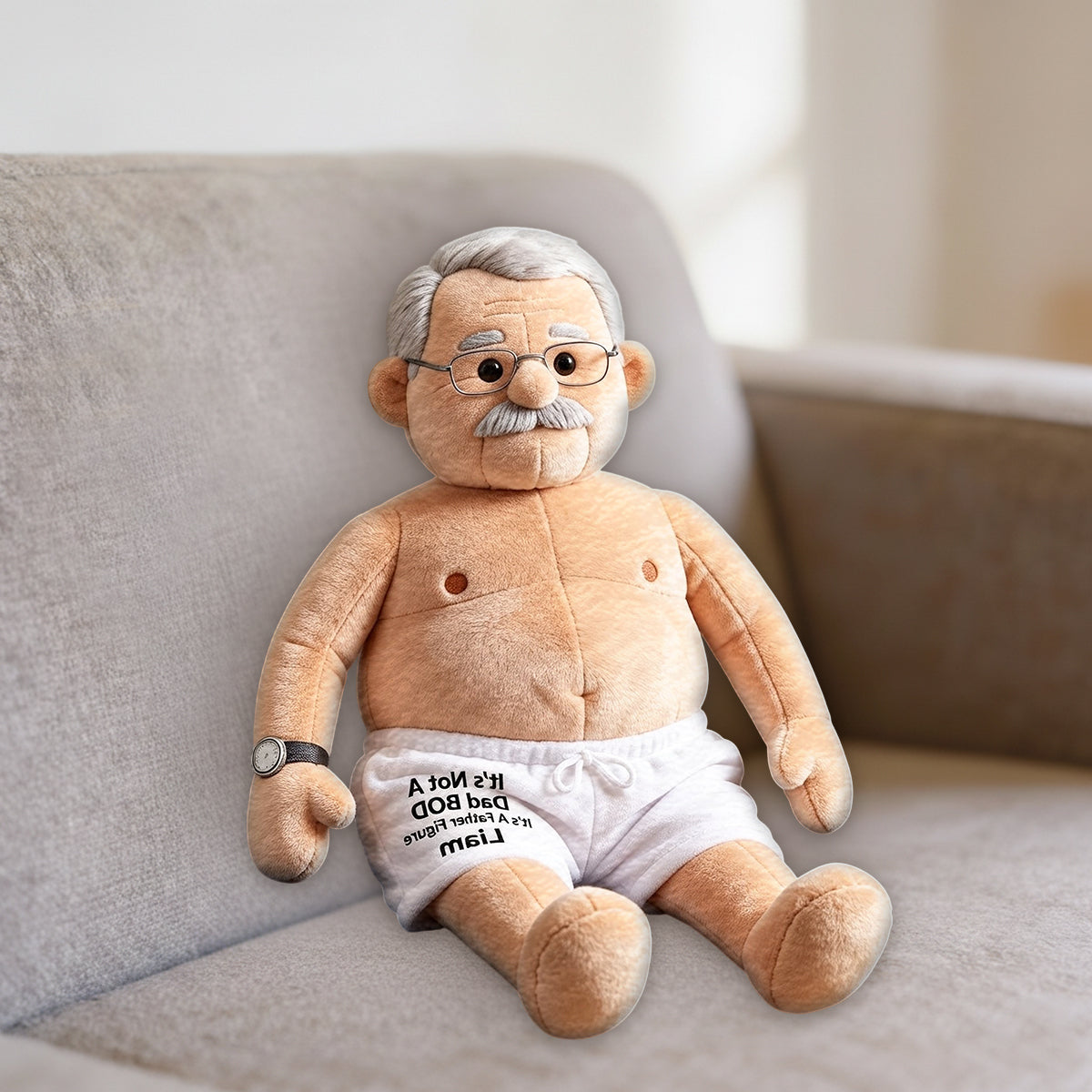 Lustiges Dad Bod - Personalisierter Premium Kunstfell Kissen