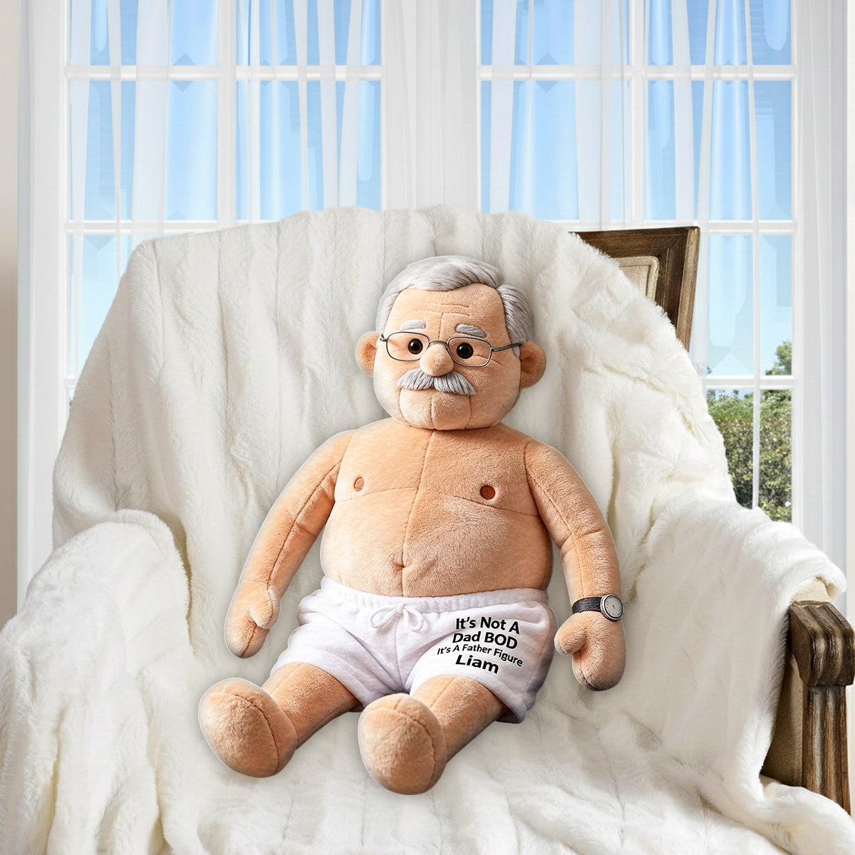 Lustiges Dad Bod - Personalisierter Premium Kunstfell Kissen