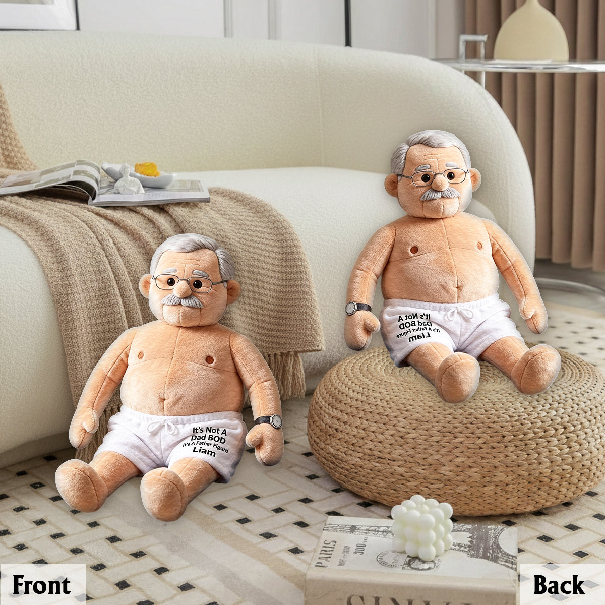 Lustiges Dad Bod - Personalisierter Premium Kunstfell Kissen
