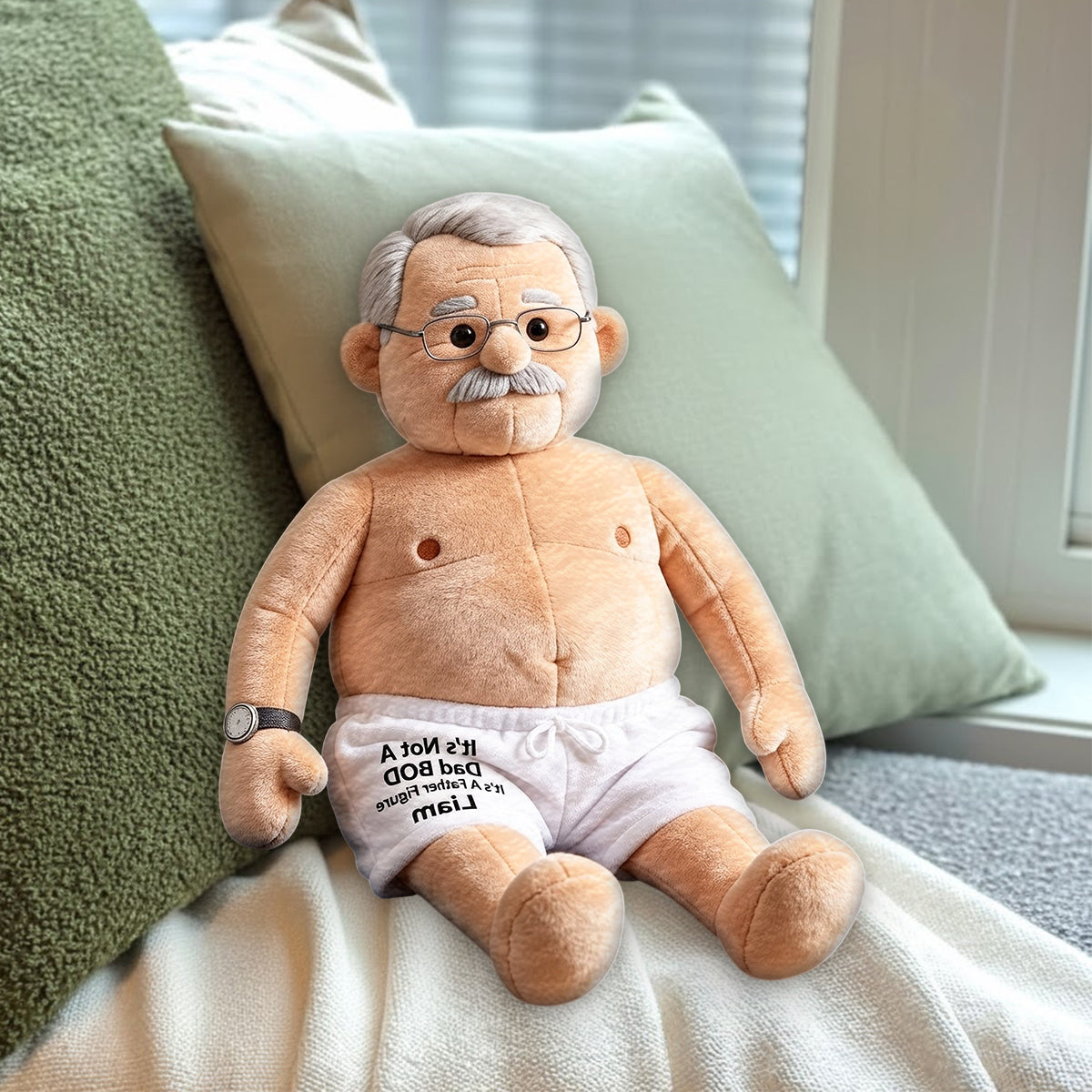 Lustiges Dad Bod - Personalisierter Premium Kunstfell Kissen