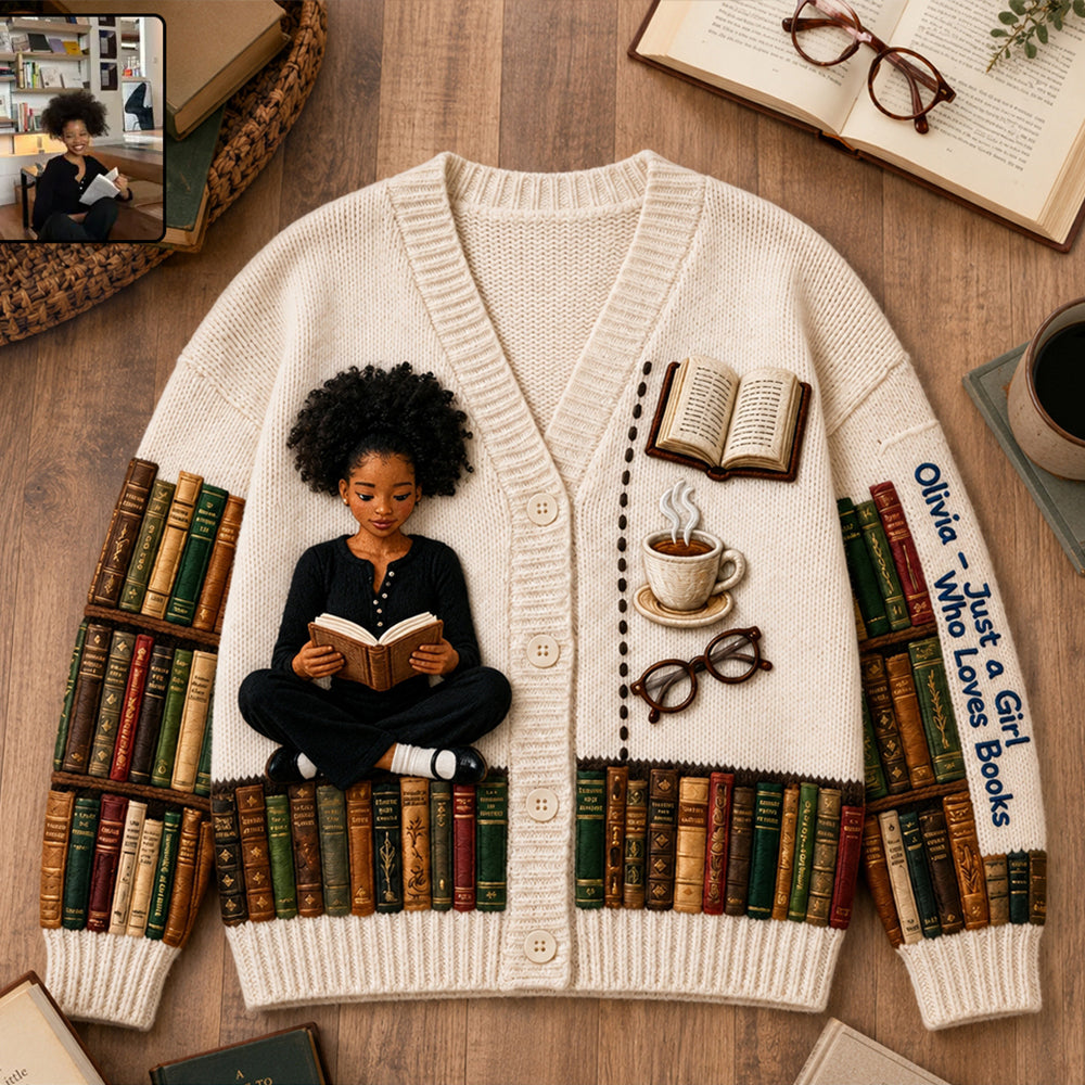 Just a Girl Who Loves Books - Personalized Book Cardigan Sweater