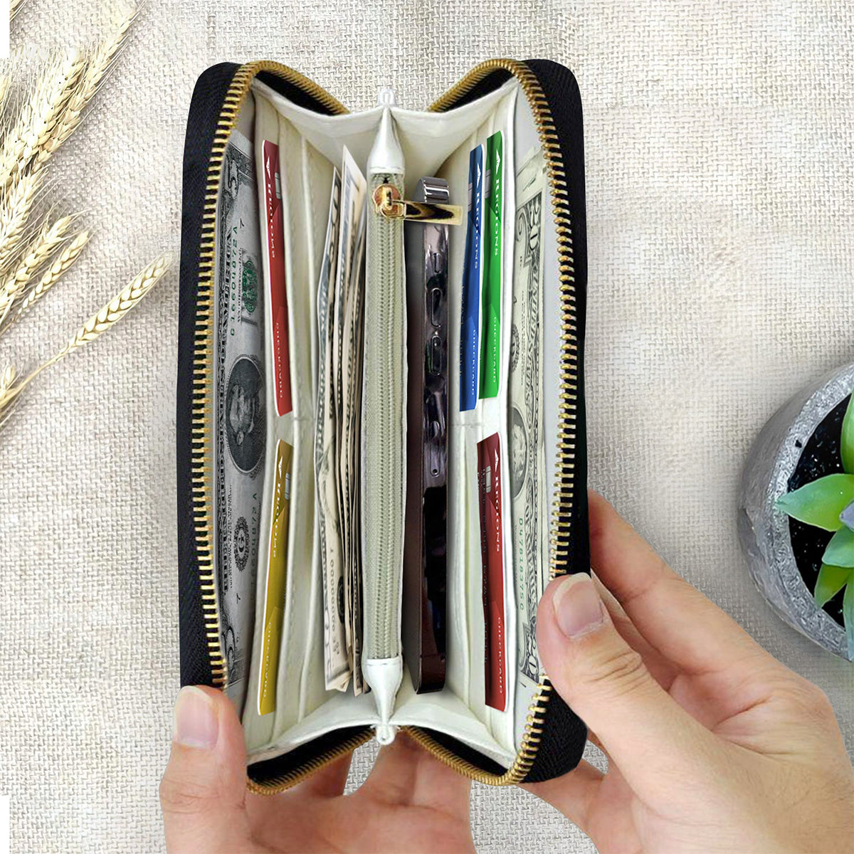 Jour de l'Indépendance - Portefeuille long en cuir personnalisé pour le Jour de l'Indépendance/4 juillet