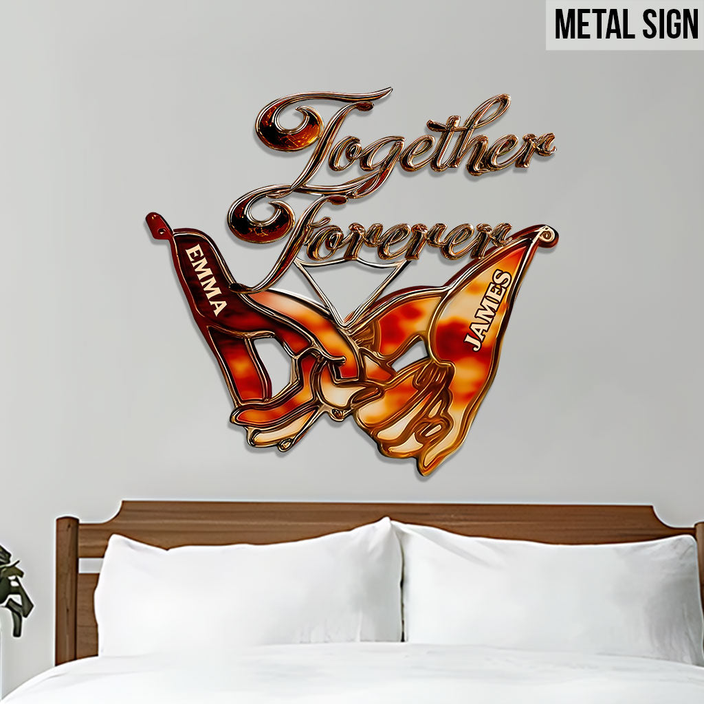 Together Forever - Personalized Couple Cut Metal Sign